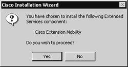 Page 35 of 90 7. The prompt for installing Extension Mobility appears. Click Yes. 8. The CiscoWorks2000 Syslog Configuration window appears. Click Next. 9. The AVVID Backup Configuration window might appear.