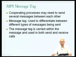 (Refer Slide Time: 23:49) Now, one of the parameters in call to send and the call to receive, you would have noticed, was a parameter with the name m m s g tag which is actually referring to