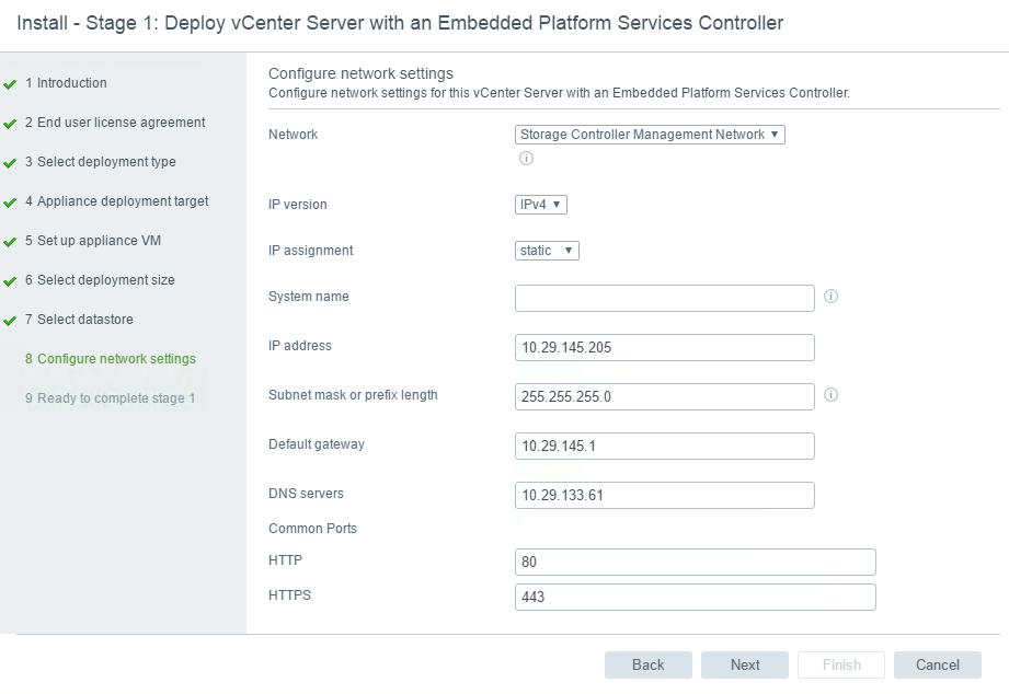 11. Review the configuration for your vcenter server appliance virtual machine.