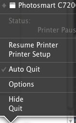Later, when you re ready, click the button to Resume Printer (or use the Dock menu,