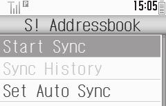 S! Addressbook Back-up (SAB) Backup & Restore Backup (Phone Book > SAB) Restore (SAB > Phone Book) Synchronizing Phone Book Any existing SAB content is deleted. 1 % S Phone S S! Addressbook Back-up S!