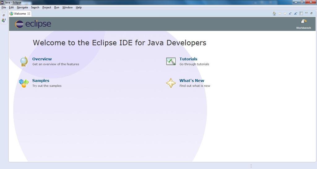 Development Overview 11 Start the Eclipse. This should show a screen like this.
