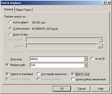 3.2.2 Advanced Catalyst functions Find and Replace function Some of the texts used by MT8001 are repeated several times.