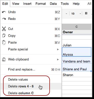 If you only want to delete the data in the cells (but still keep all the existing rows and columns), select Delete
