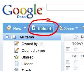 Uploading a Document to Google Docs Note: To complete this exercise, you must have a document, presentation or spreadsheet that you can upload.
