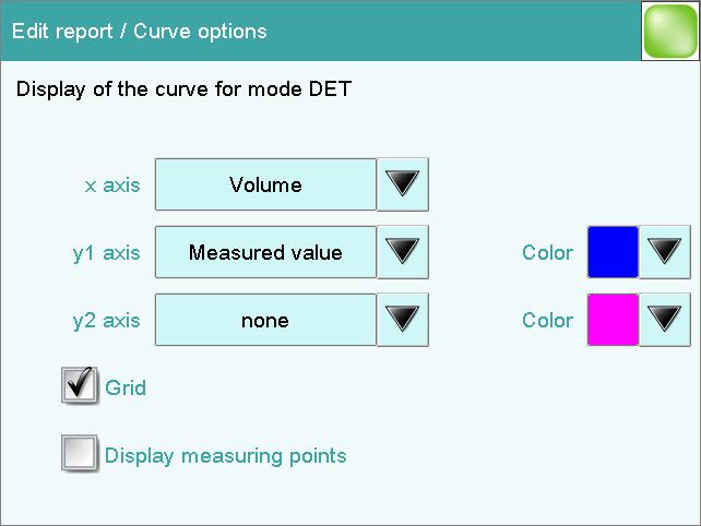 Here you can, for example, select the colors for the measurement curve or add a second type of curve.