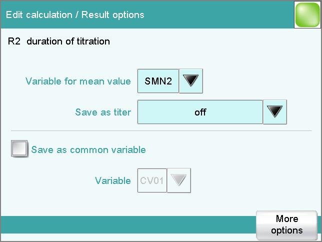 7 Performing titration with supplementary functions Select the CALC command and tap on [Edit command]. The second calculation (R2) should not be incorporated in the statistical calculation.