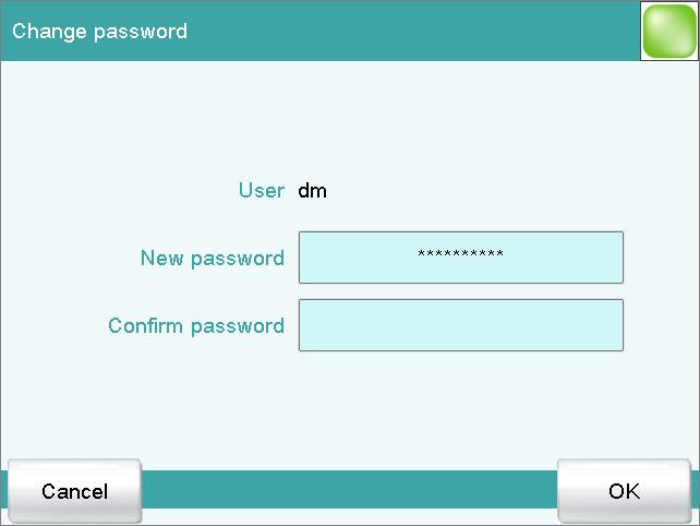 8.3 Login with password 2 Define a password Tap on the input field New password. Enter a password. It may not be more than 10 characters long. Note: Do not forget the password.