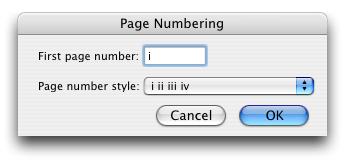 2. In the "First page number" field, type the page number you want to start your document on.