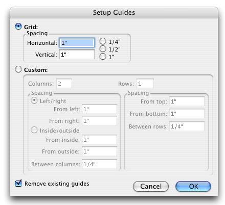 Page 46 of 71 Creating Grids In the Setup Guides dialog box, you can specify the intervals between the intersecting horizontal and vertical guides that form a grid.