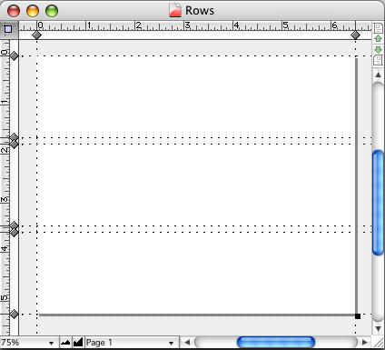 The Setup Guides dialog box and document window should look like this: Home Document Layout Using Rulers and Guides Positioning Guides Creating Rows Creating Margins In the Setup Guides dialog box,