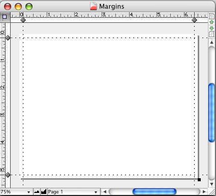 The Setup Guides dialog box and document window should look like this: To create a margin using the Inside/outside radio button: Note: The following directions show you how to set a margin for a