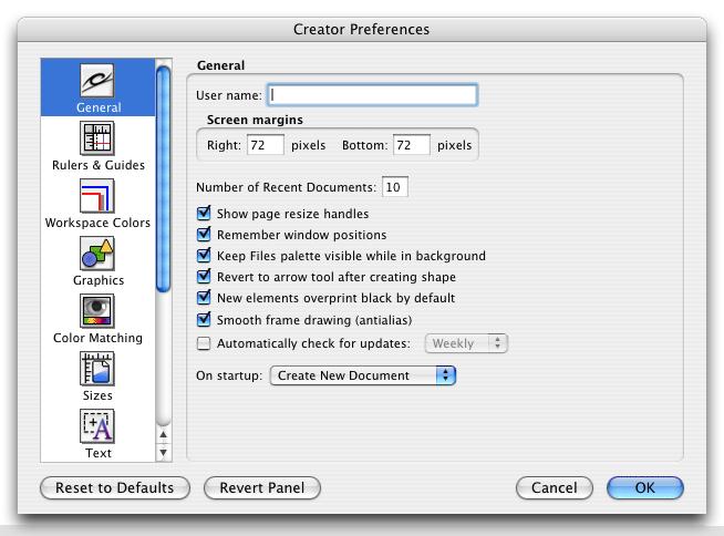 Page 59 of 71 About screen margins In Mac OS, the "Screen margins" fields define the amount of space between the right edge of the screen and the right edge of the palettes, and between the bottom of