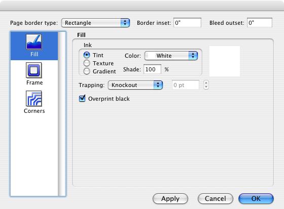 Page 63 of 71 Page border type: Rectangle Custom Border Note: This section introduces you to the Tint, Texture and Gradient radio buttons so that you can quickly create borders for your ads.