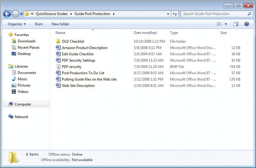 Files & Folders Files & Folders The Windows 7 Folder Window u v w x y u Address Bar displays the folder navigation.