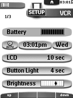 Getting Started First setup panel Setting Function Adjusting Shows the battery level. Turns the clock display on or off Tap the clock repeatedly. and lets you set 12 or 24h time display.