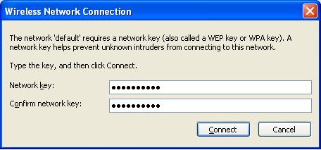 Step 4: Enter the encryption key of the Wireless Router (1) The Wireless Network Connection box will