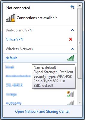 11.2. Windows 7 (WLAN AutoConfig) WLAN AutoConfig service is built-in in Windows 7 and can be used to detect and connect to wireless network.