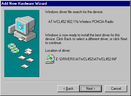 Note The driver location depends upon the CD version. 6. The following window appears showing the driver search result. Click Next to continue the installation.