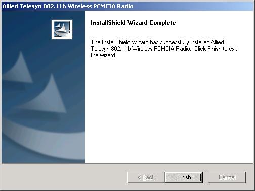 5. When Windows has finished installing Wireless LAN Utility, click Finish
