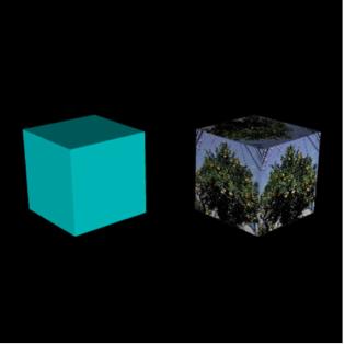 Example: switching shaders cube on left rendered in a single color with one set of shaders cube on right rendered with a texture
