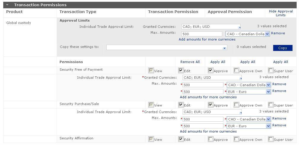 Step 3 Copying Approval Limits Step 4a Step 4b Step 5 Step 4c Step 6 Figure 3 3. From The Transaction Permissions tab, click Show Approval Limits.