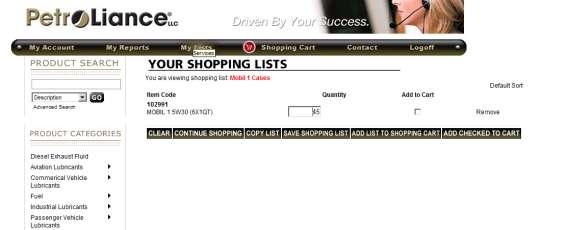 the list. Products can be added to shopping lists that you have created.