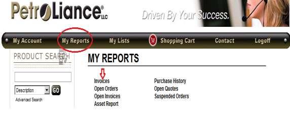 Reviewing Invoices To review invoices, select the Invoice report from the list of reports.