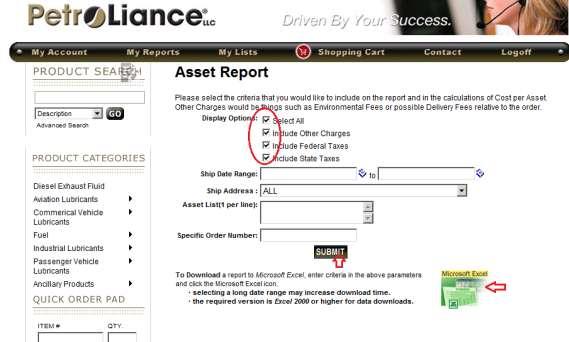 Once the parameters of the report are selected, you can either click Submit (for the information to