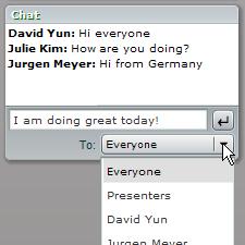 Chat with Other Participants If the Meeting host enables this feature, you can chat with other Meeting attendees.