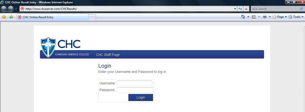 When you click on the text Login this will navigate to the Results Database.