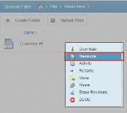 2. Alternatively, if you are working in the web portal, right-click a file and select Revisions.