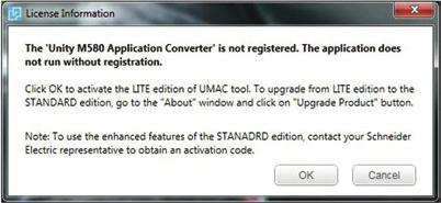 Overview (continued) Unity M580 Application Converter Overview of the tool (continued) Tool access and Licensing model There is only one installation file for both versions Lite and Standard.