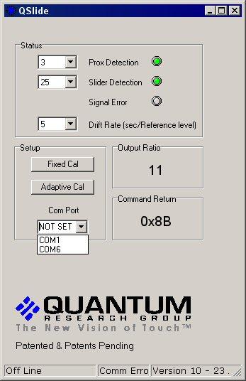 QSlide software should automatically detect the correct com port; if not, you may need to select the port manually as shown in the picture.