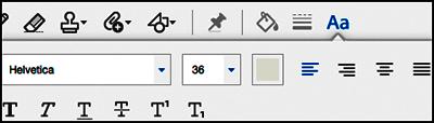 More Options How to change the text style With a journal open in Acrobat Reader, click the Comment icon in the right sidebar and a new toolbar with markup tools opens above the PDF page.
