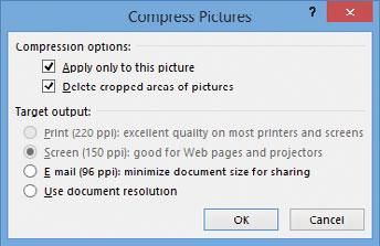Compressing a Picture Office allows you to compress pictures in order to minimize the file size of the image.