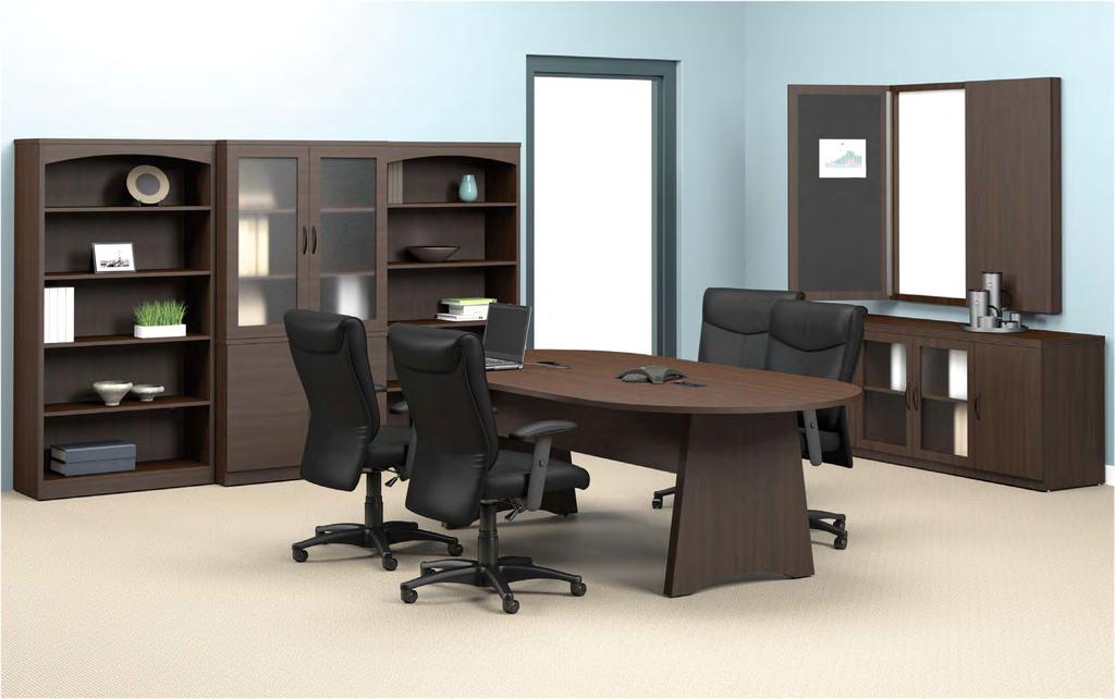 Accessorize your conference room with bookcase and storage cabinets or expand your options by utilizing Aberdeen Series
