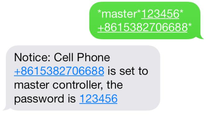 A. Use cellphone to send SMS *master*123456*+country code plus your cellphone number*to the device SIM number.