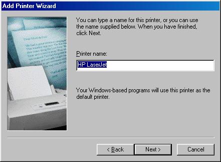 7. Please enter the new name for the printer or click Next to keep the default printer name. 8.