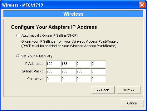 You can select to let the MFP Server automatically obtain IP settings with DHCP