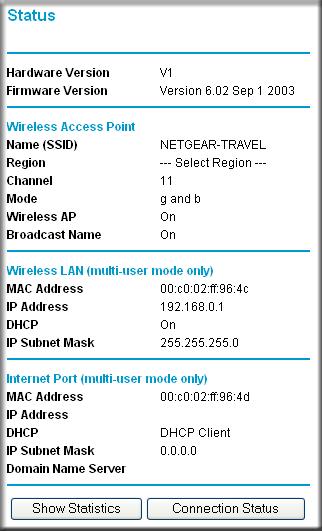 Chapter 5 Management This chapter describes how to use the maintenance features of your 54 Mbps Wireless Travel Router WGR101. Set the Travel Router switch to position 2 or position 3.