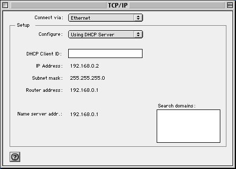 2. If not already selected, select Built-in Ethernet in the Configure list. 3. If not already selected, Select Using DHCP in the TCP/IP tab. 4. Click Save.
