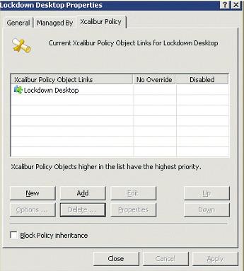 3. Go to the Xcalibur Policy tab As you can see the Lockdown Desktop