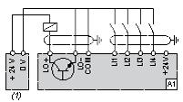 Connected as Positive Logic (Source) with External 24 vdc Supply (1) 24 vdc supply Connected as Negative Logic (Sink) with External 24 vdc supply (1) 24 vdc supply