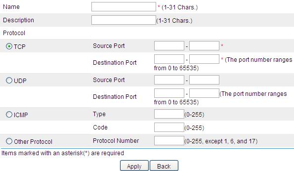 Figure 57 Customized service resource configuration page 3. Configure the parameters as described in Table 16. 4. Click Apply.