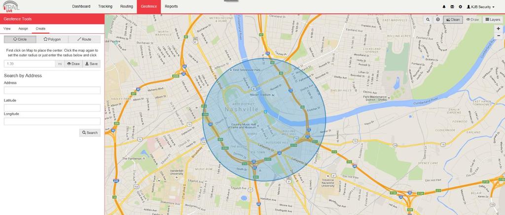 Geofence The GeoFence tab allows you to create quick Geofences, based on the location you are currently viewing or route for the device. A Geofence is a virtual barrier.