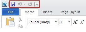 Moving the Toolbar - The Quick Access Toolbar can be located in one of two places: The upper