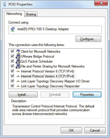 Figure 3-19 The [Connection Name] Properties dialog box on the local computer under Windows 7 (4) In the Internet Protocol (TCP/IP) Properties dialog box, click Use the following IP address.