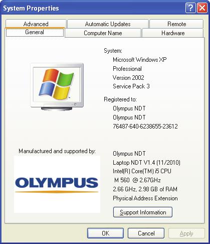 Figure 9-1 Windows XP version number in the System Properties dialog box To retrieve the Windows operating system version under Windows 7 a) On the taskbar, click Start.