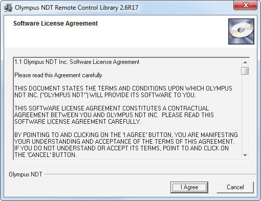 To install the NDT Remote Control Library component under Windows 7 1. On the Olympus NDT Web site at www.olympus-ims.com, find the installer for the NDT Remote Control Library software.